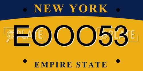 EOOO53 New York License Plate
