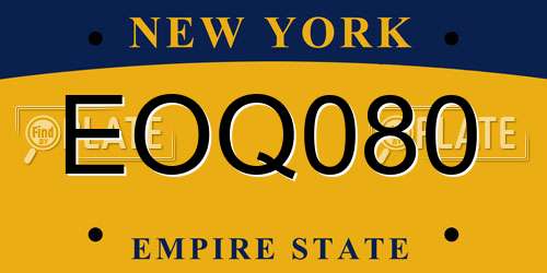 EOQ080 New York License Plate
