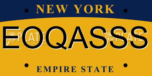 EOQASSS New York License Plate