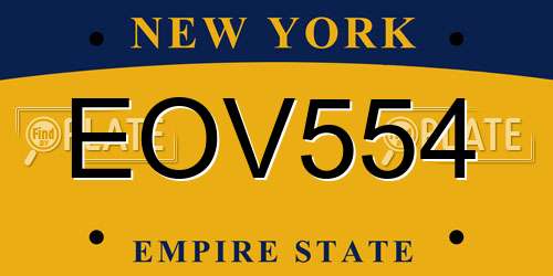EOV554 New York License Plate