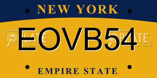 EOVB54 New York License Plate