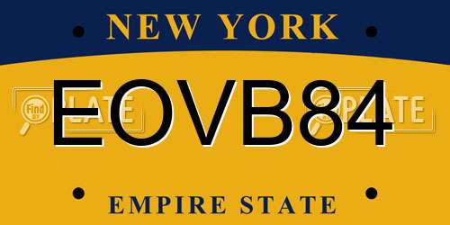 EOVB84 New York License Plate