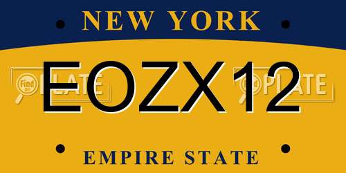 EOZX12 New York License Plate