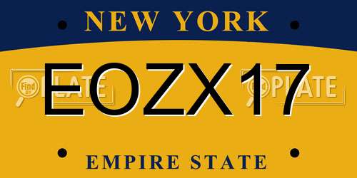EOZX17 New York License Plate