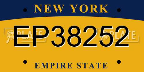 EP38252 New York License Plate