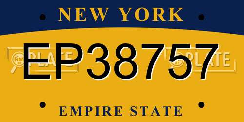 EP38757 New York License Plate