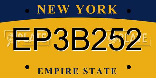 EP3B252 New York License Plate
