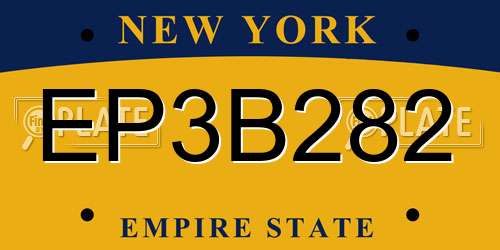 EP3B282 New York License Plate