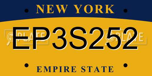 EP3S252 New York License Plate