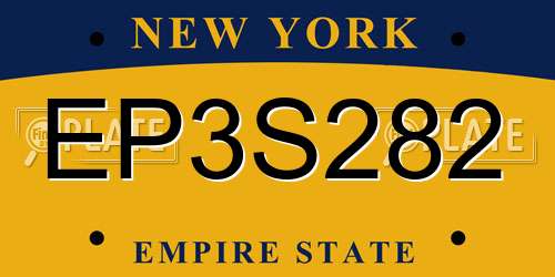 EP3S282 New York License Plate