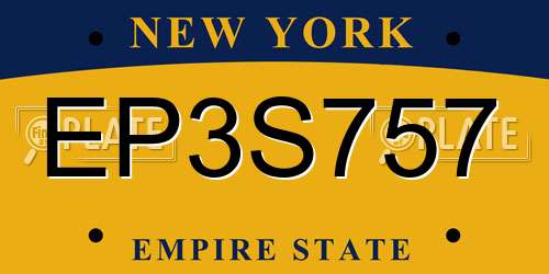 EP3S757 New York License Plate