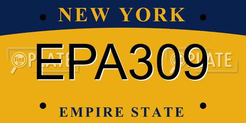 EPA309 New York License Plate