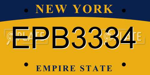 EPB3334 New York License Plate