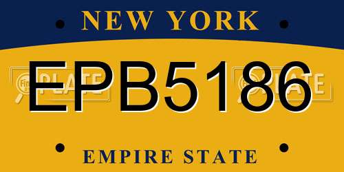 EPB5186 New York License Plate