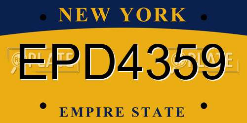 EPD4359 New York License Plate