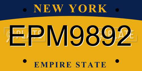 EPM9892 New York License Plate