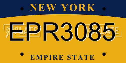 EPR3085 New York License Plate