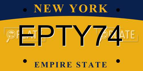 EPTY74 New York License Plate