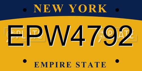 EPW4792 New York License Plate