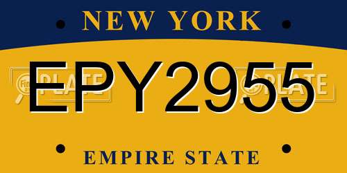 EPY2955 New York License Plate