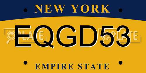 EQGD53 New York License Plate