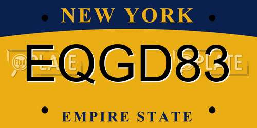EQGD83 New York License Plate