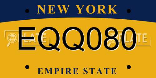 EQQ080 New York License Plate