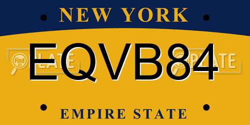 EQVB84 New York License Plate