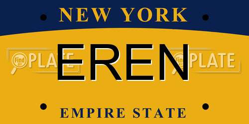 EREN New York License Plate