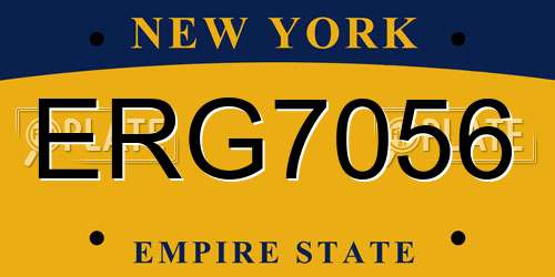ERG7056 New York License Plate