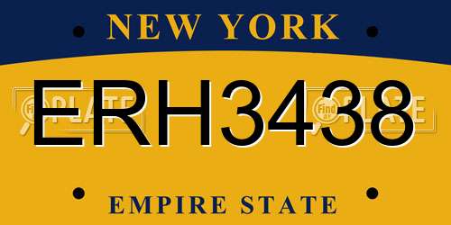 ERH3438 New York License Plate