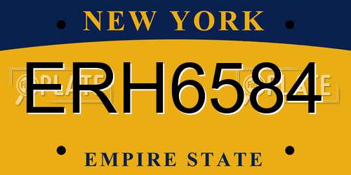 ERH6584 New York License Plate