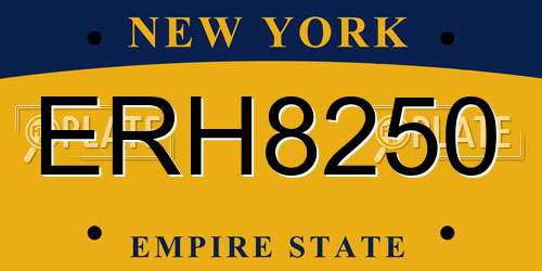 ERH8250 New York License Plate