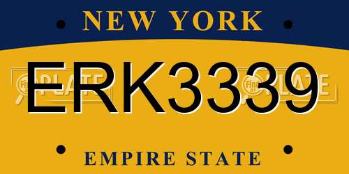 ERK3339 New York License Plate