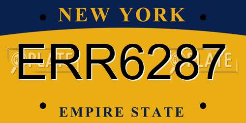 ERR6287 New York License Plate