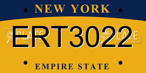 ERT3022 New York License Plate