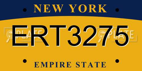 ERT3275 New York License Plate