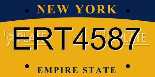 ERT4587 New York License Plate