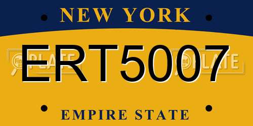 ERT5007 New York License Plate