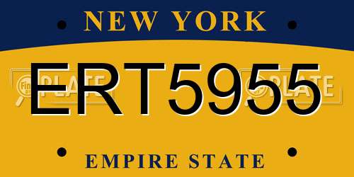 ERT5955 New York License Plate