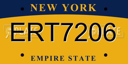 ERT7206 New York License Plate