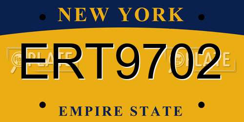 ERT9702 New York License Plate