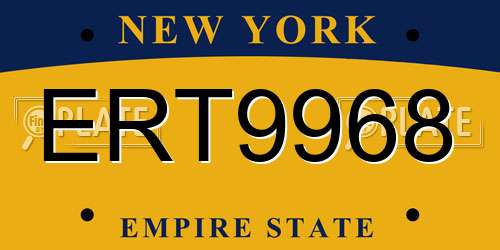 ERT9968 New York License Plate