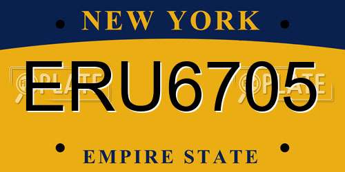 ERU6705 New York License Plate