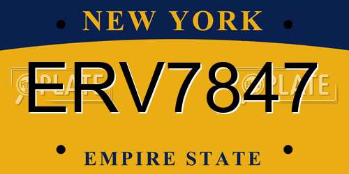 ERV7847 New York License Plate