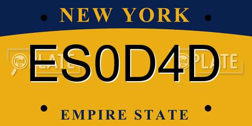 ES0D4D New York License Plate