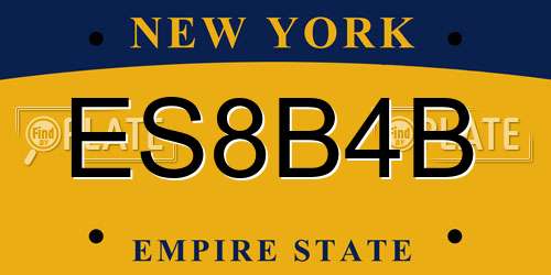 ES8B4B New York License Plate