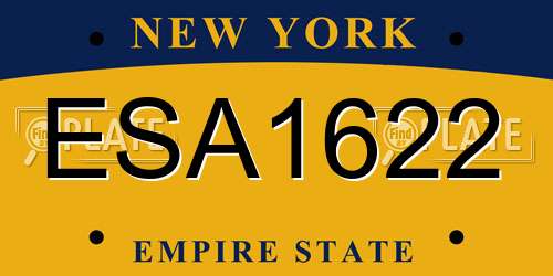 ESA1622 New York License Plate