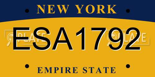 ESA1792 New York License Plate