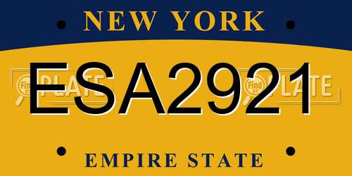 ESA2921 New York License Plate